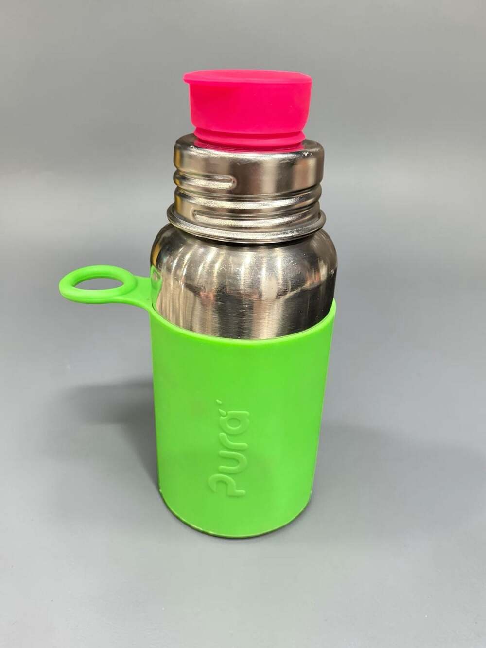 Pura Stainless Steel Water Bottle Green Silicone Sleeve Pink Sport Flip Cap